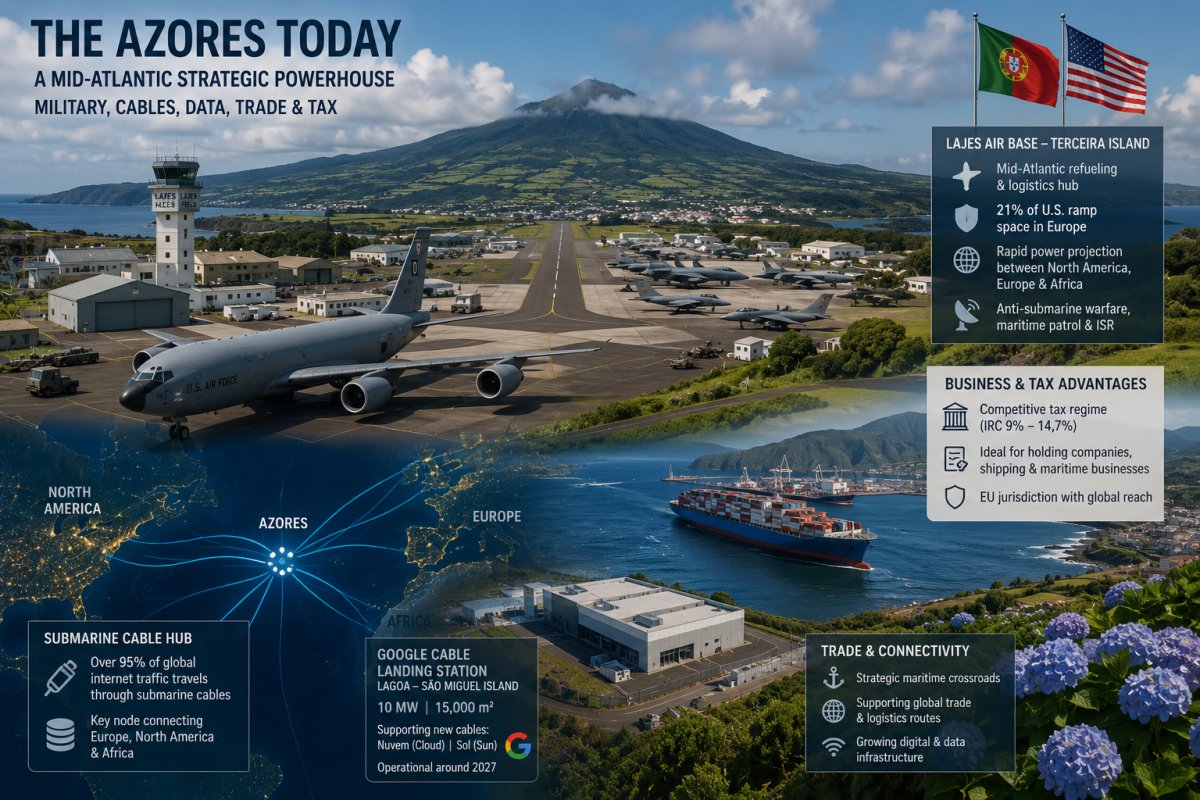 Les Açores aujourd’hui : une puissance stratégique au milieu de l’Atlantique – militaire, câbles, données, commerce et fiscalité